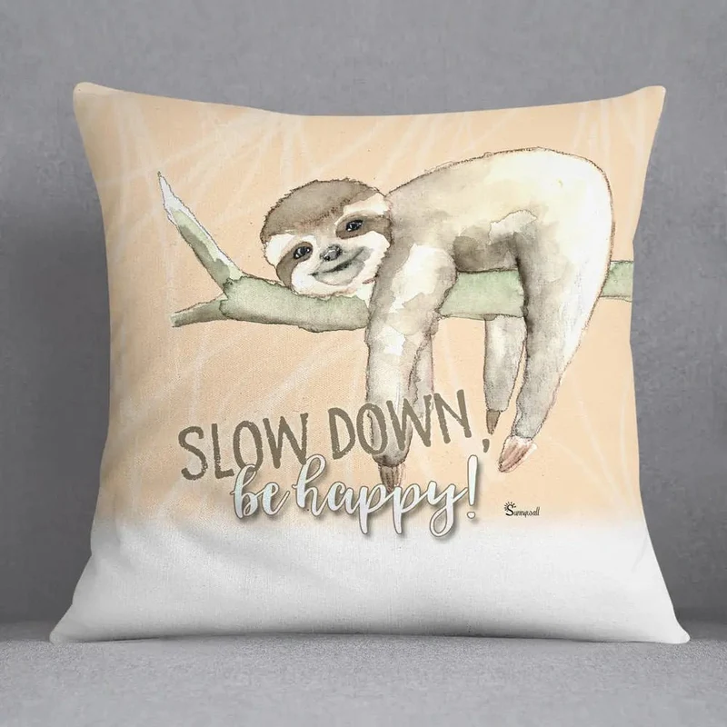 Faultier sloth slow down - be happy Kissen pillow Sunnywall®