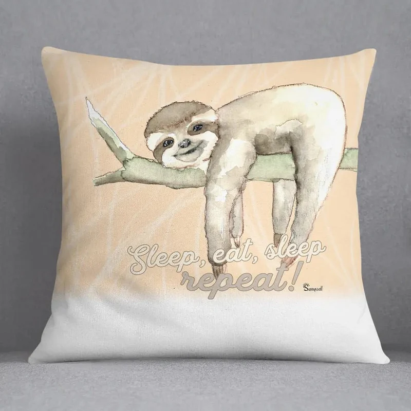 Faultier sloth sleep, eat, sleep, repeat Kissen pillow Sunnywall®