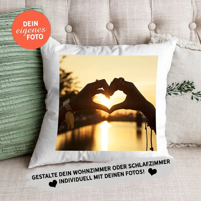 Fotokissen 40x40 – Kissen mit Foto & Wunschtext selbst gestalten