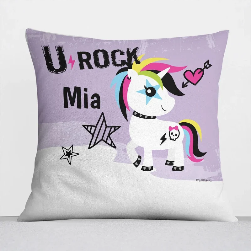 Kissen mit Reißverschluss Punk Einhorn – Personalisiert mit Namen