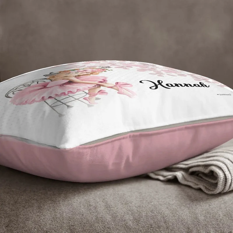 Kissen mit Reißverschluss Ballerina – Personalisiert mit Namen