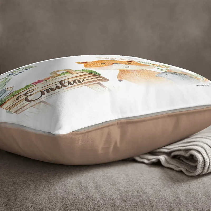 Kissen mit Reißverschluss Waldtiere Woodland – Personalisiert mit Namen
