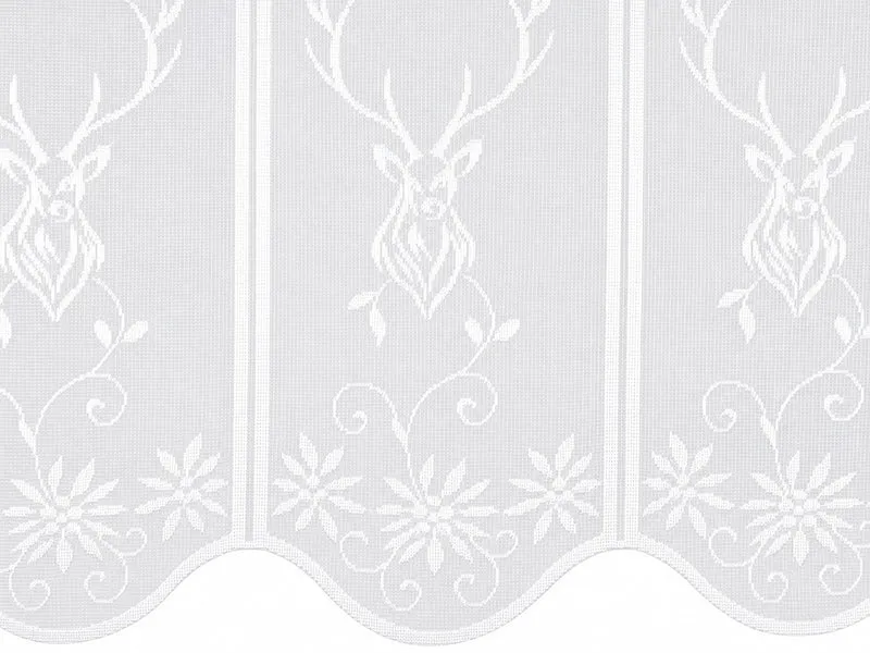 Nach Maß Scheibengardine Jacquard Hirsch weiß Höhe 45/60/75/90cm