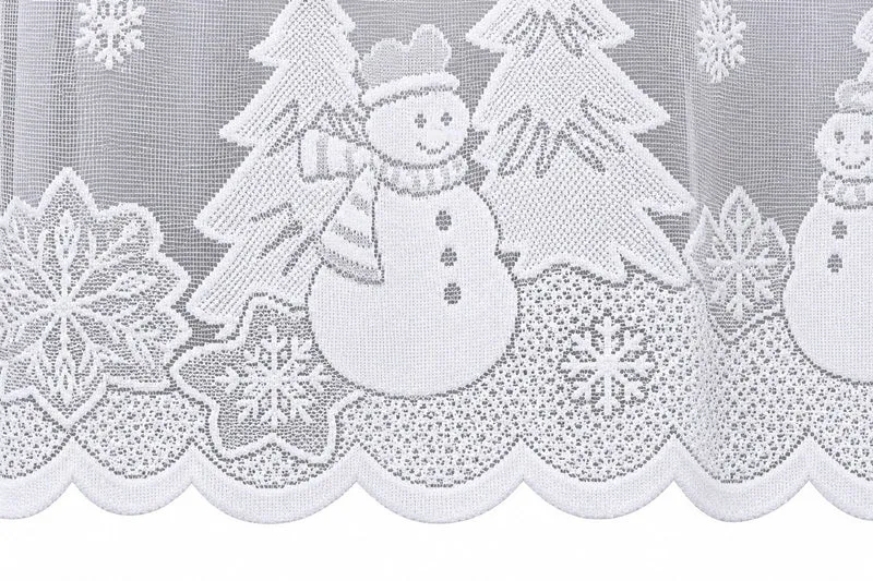 Scheibengardine Weihnachtsbaum Schneemann weiß HxB 50x140cm 2373