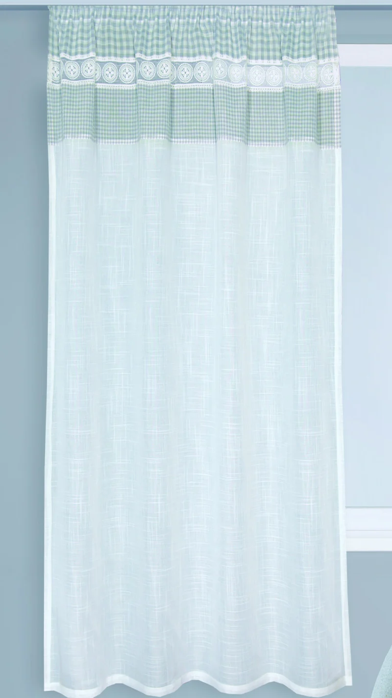 Fertigschal Gardine Walli Landhaus kariert weiß-grau BxH 135x175cm