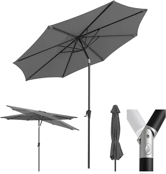 Sekey Alu Sonnenschirm mit UV-Schutz 50+ – Windfester Gartenschirm mit Kurbel für Balkon, Terrasse & Garten
