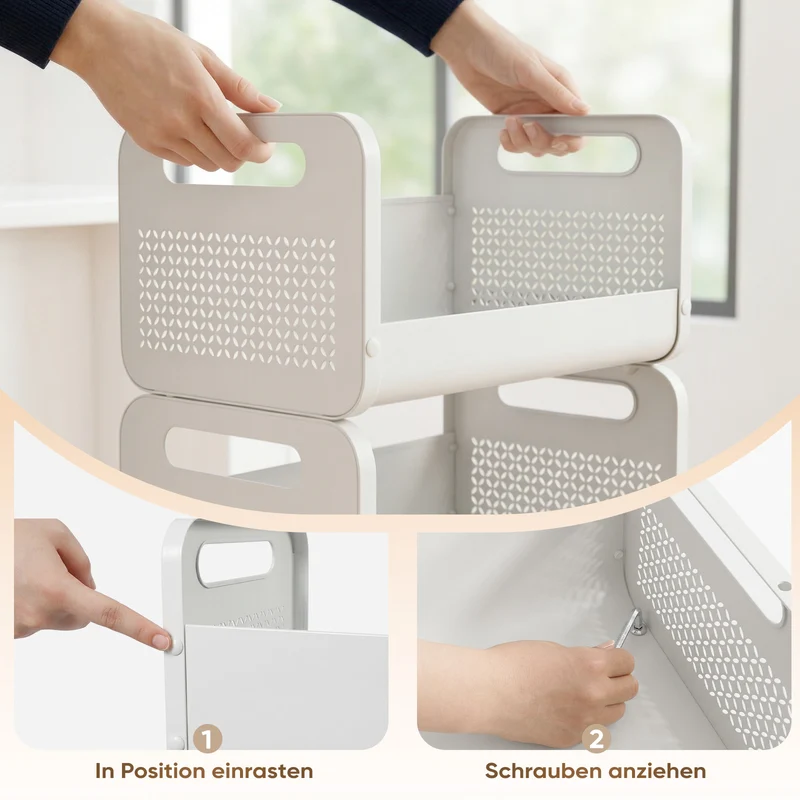 Sekey Rollwagen 25 cm breit, Küchenwagen mit 4 Ebenen/5 Ebenen, Servierwagen mit Rollen, Metall Aufbewahrungsregal, flexibel einstellbar, 360° drehbare Rollen mit Bremse