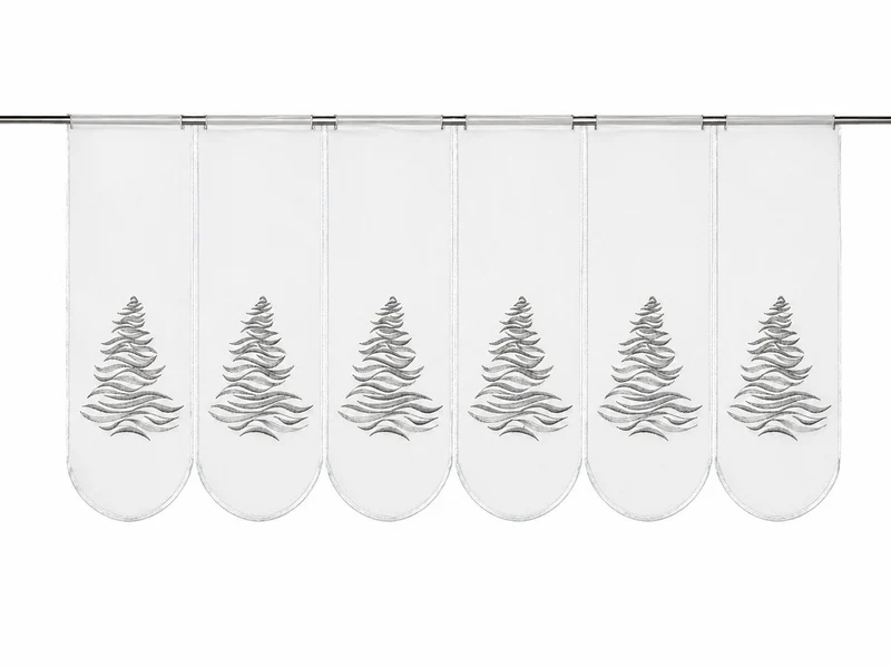 nach Maß Scheibengardine Weihnachtsbaum silber / grau Höhe 50cm