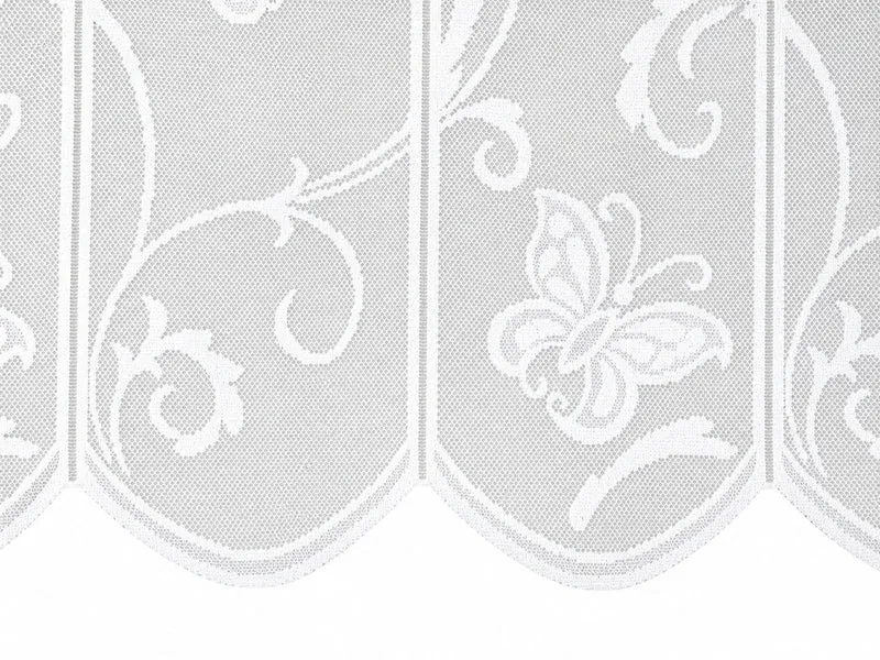 nach Maß Scheibengardine Jacquard Schmetterling weiß Höhe 45/60cm 7065