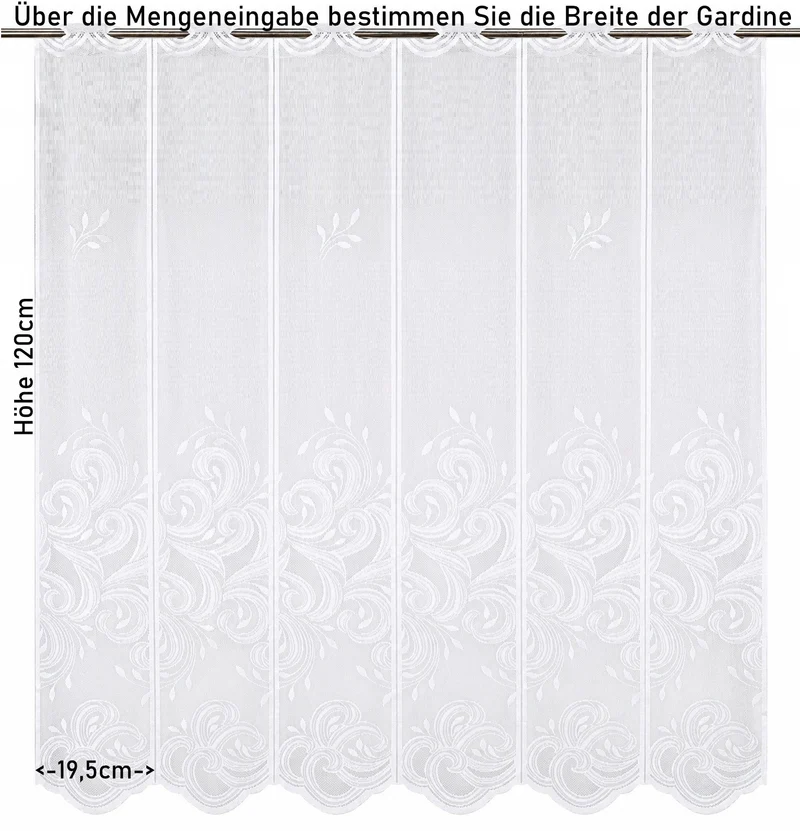nach Maß Scheibengardine Jacquard weiß Ornament Höhe 80/100/120cm 7046