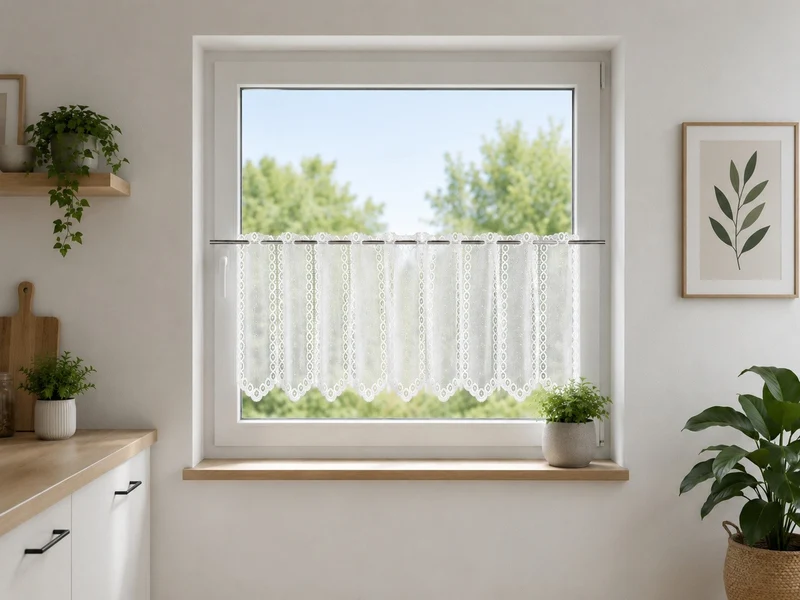Scheibengardine Jacquard weiß Kleinfenster HxB 45x150cm