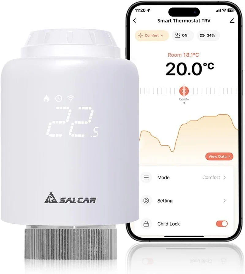 Salcar TRV603 Smartes Heizkörperthermostat WLAN – Programmierbares WiFi Thermostat mit Tuya Smart App, kompatibel mit Amazon Alexa & Google Assistant, ohne Gateway