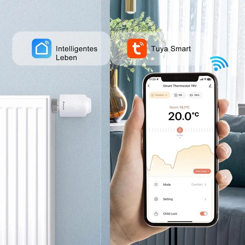 Salcar TRV603 Smartes Heizkörperthermostat WLAN – Programmierbares WiFi Thermostat mit Tuya Smart App, kompatibel mit Amazon Alexa & Google Assistant, ohne Gateway