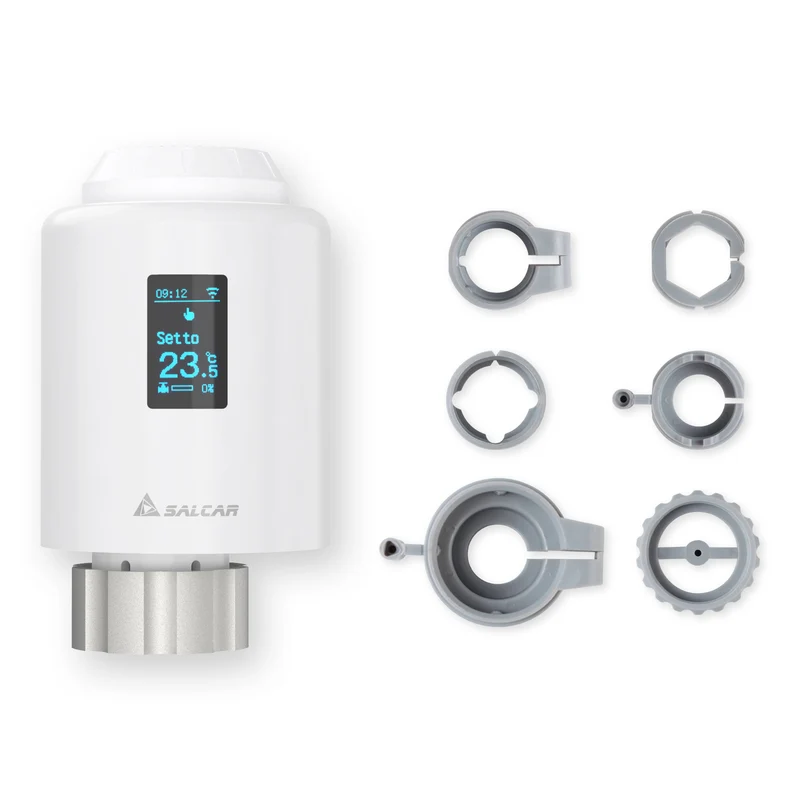 Salcar ZigBee Heizkörperthermostat Set 2er – Smartes Heizkörperthermostat mit Gateway & OLED-Display, Tuya Smart App, programmierbar, kompatibel mit Amazon Alexa & Google Assistant