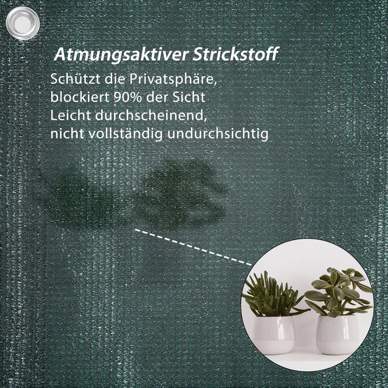 Sekey Balkon Sichtschutz – HDPE 220 g/m², leicht transparent, wind- & UV-beständig, wetterfest mit Ösen & Kabelbindern, Grün