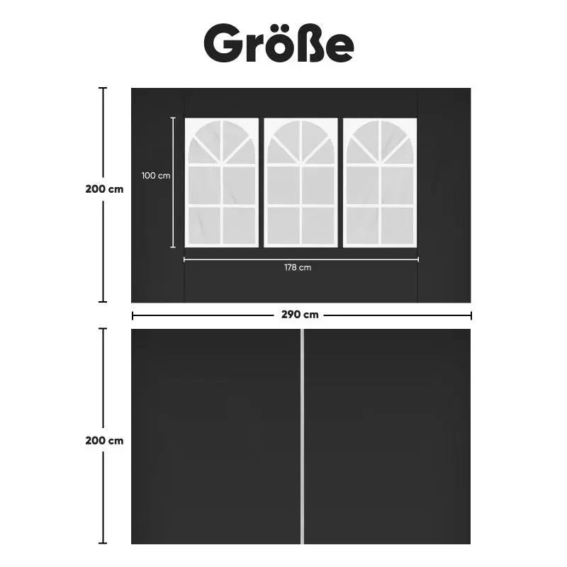 Sekey 3×3m Seitenwand für Pavillon, 2er Set, mit Reißverschlussv und Fenster