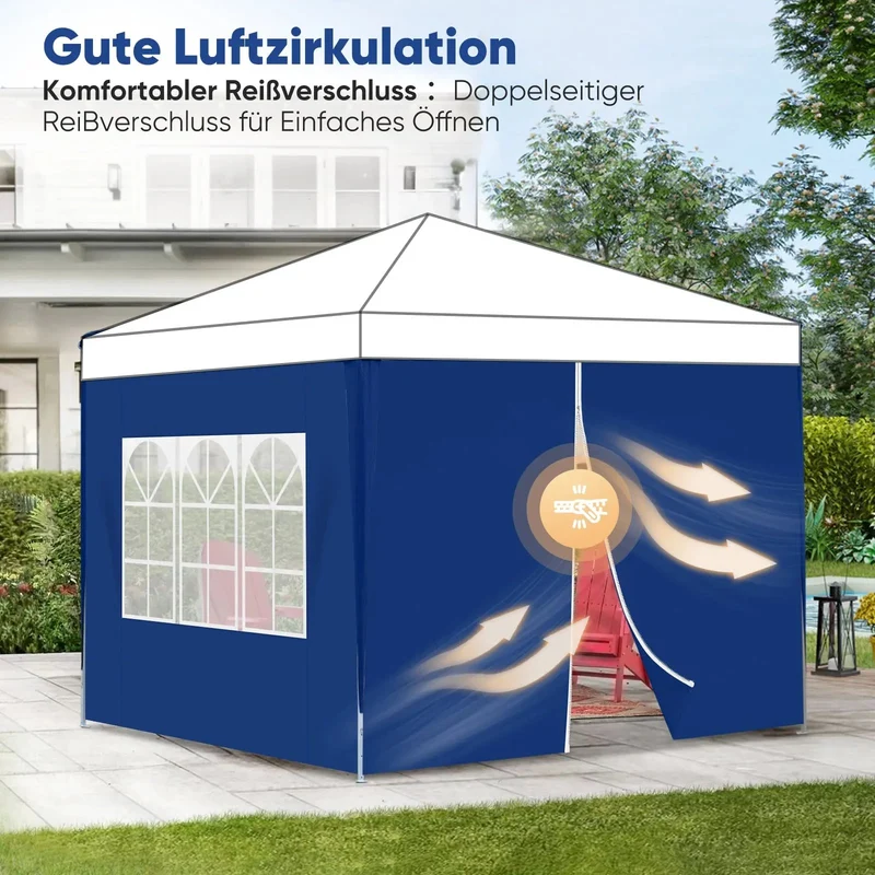 Sekey 3×3m Seitenwand für Pavillon, 2er Set, mit Reißverschlussv und Fenster