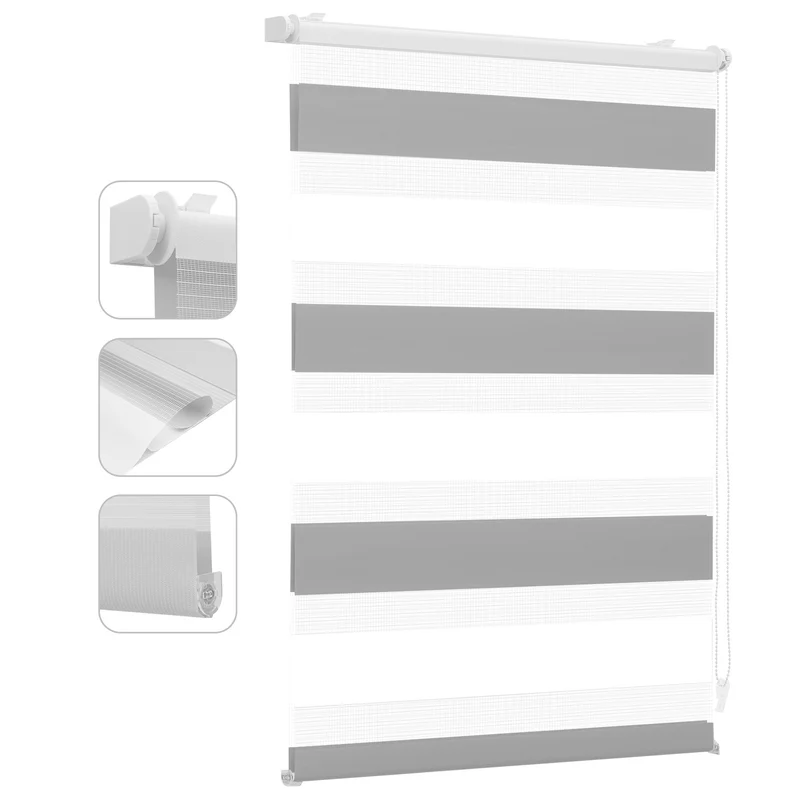 Sekey Doppelrollo Klemmfix ohne Bohren – Zweifarbiges Zebra-Rollo, Extra breite Stoffbahnen, Flexibler Sicht- & Sonnenschutz für Wohnzimmer, Schlafzimmer & Büro