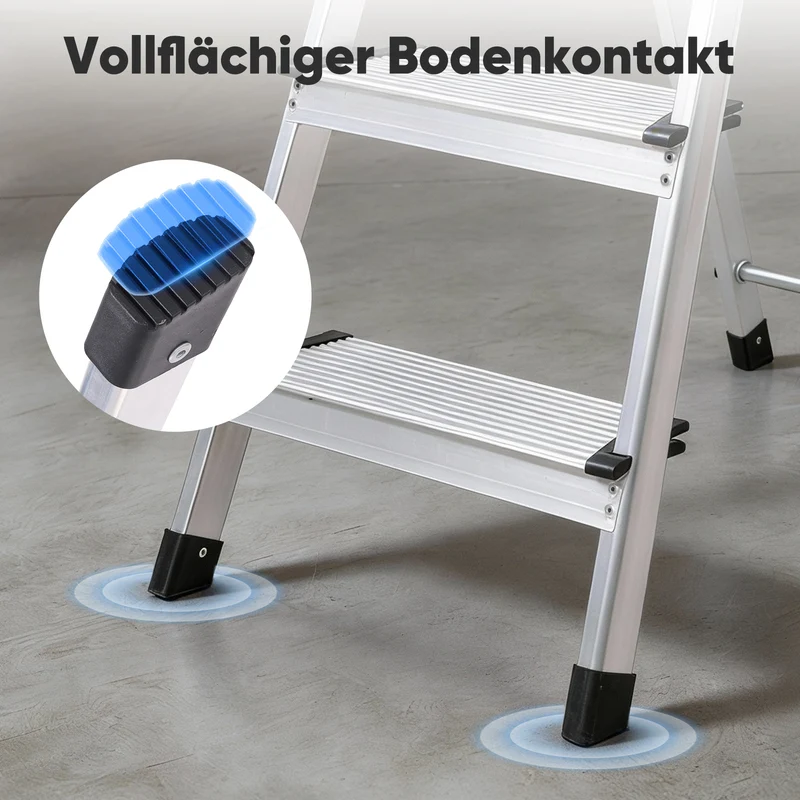 Sekey Aluminium Trittleiter 4/5 Stufen – Klappbar, Rutschfest, Mit Werkzeugablage, TÜV EN131-2, 140/160 cm, Bis 150 kg, Für Haushalt, Garage & Garten