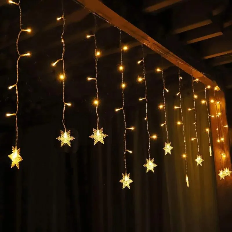Salcar 3,2 x 0,8 m LED Lichtervorhang mit 18 Schneeflocken, 108 LEDs, 31V GS-zertifizierte Stromversorgung