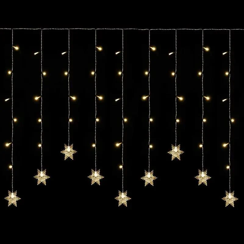 Salcar 3,2 x 0,8 m LED Lichtervorhang mit 18 Schneeflocken, 108 LEDs, 31V GS-zertifizierte Stromversorgung