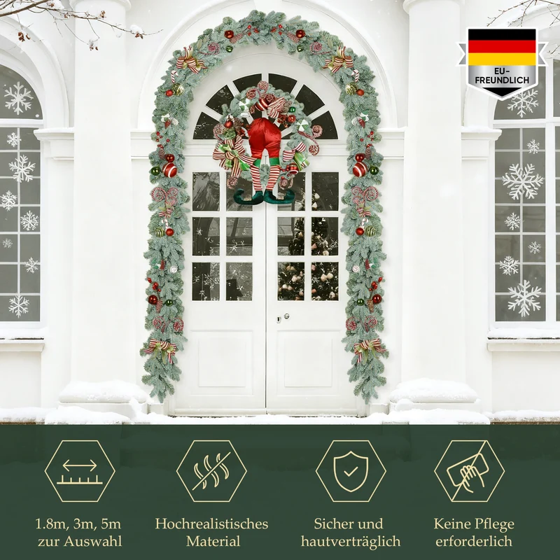Salcar Premium Künstliche Weihnachtsgirlande, graugrün, naturgetreue Tannengirlande für Tür, Fenster & Balkon, Weihnachtsdeko für Innen und Außen (1,8 m / 3 m / 5 m)
