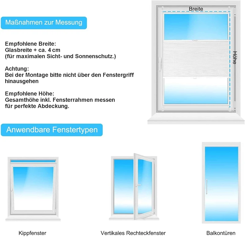 Sekey Plissee ohne Bohren in Hellbraun Blickdichtes Sonnenschutzrollo, Klemmfix & verspannt
