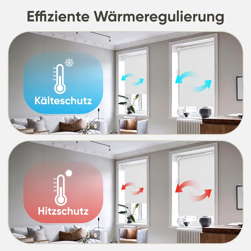 Sekey Verdunkelungsrollo ohne Bohren, Seitenzugrollo mit 100% Lichtschutz, Klemmfix, energiesparend