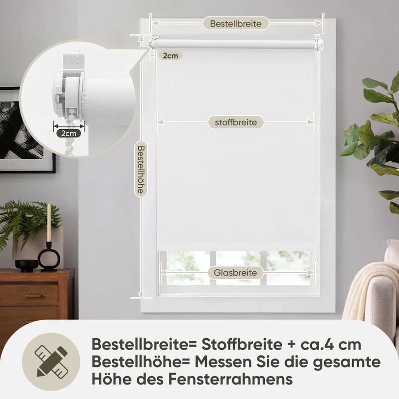 Sekey Verdunkelungsrollo ohne Bohren, Seitenzugrollo mit 100% Lichtschutz, Klemmfix, energiesparend