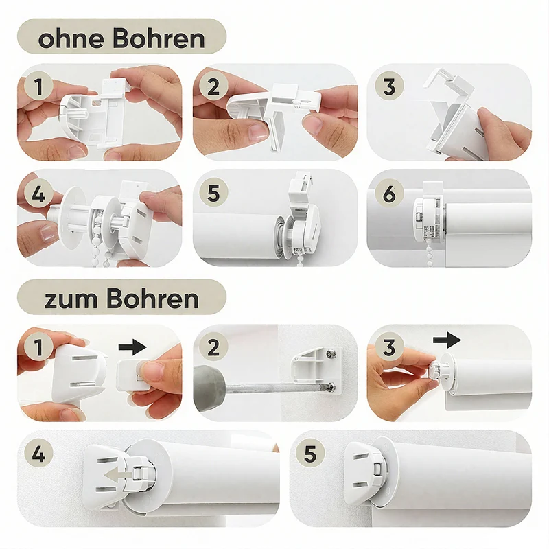 Sekey Verdunkelungsrollo ohne Bohren, Seitenzugrollo mit 100% Lichtschutz, Klemmfix, energiesparend