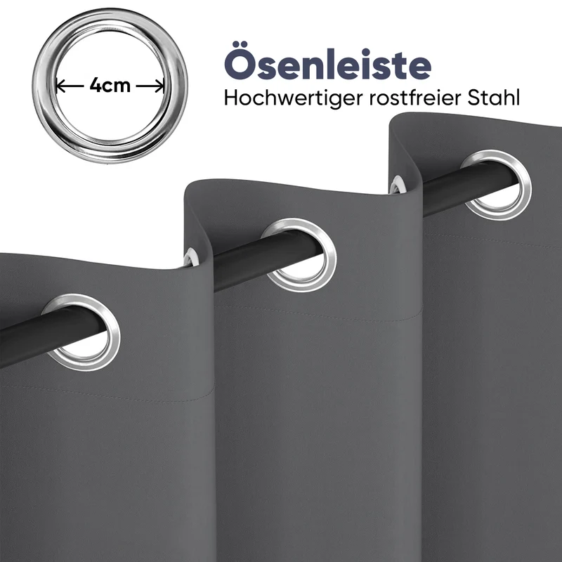 Sekey Verdunkelungsgardine mit Thermofunktion Blickdichter Vorhang mit Ösen, 1-teilig, Dunkelgrau