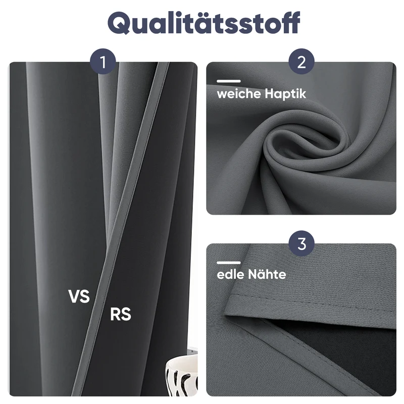 Sekey Verdunkelungsgardine mit Thermofunktion Blickdichter Vorhang mit Ösen, 1-teilig, Dunkelgrau