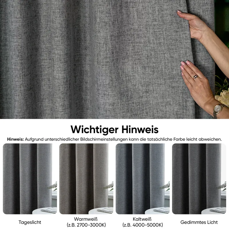 Sekey Verdunkelungsvorhang mit ÖsenBlickdichter Vorhang in Dunkelgrau, 100 % Lichtschutz, dunkelgrau