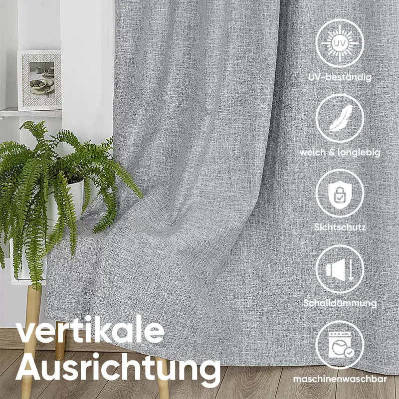 Sekey Verdunkelungsvorhang mit Ösen Blickdichter Vorhang für Wohnzimmer & Schlafzimmer, 100 % Lichtschutz, Hellgrau
