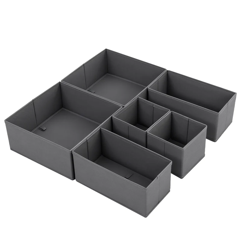 Sekey Aufbewahrungsboxen Set S 6er Stoffboxen in verschiedenen Größen | Faltbar, formstabil & ideal für Schubladen
