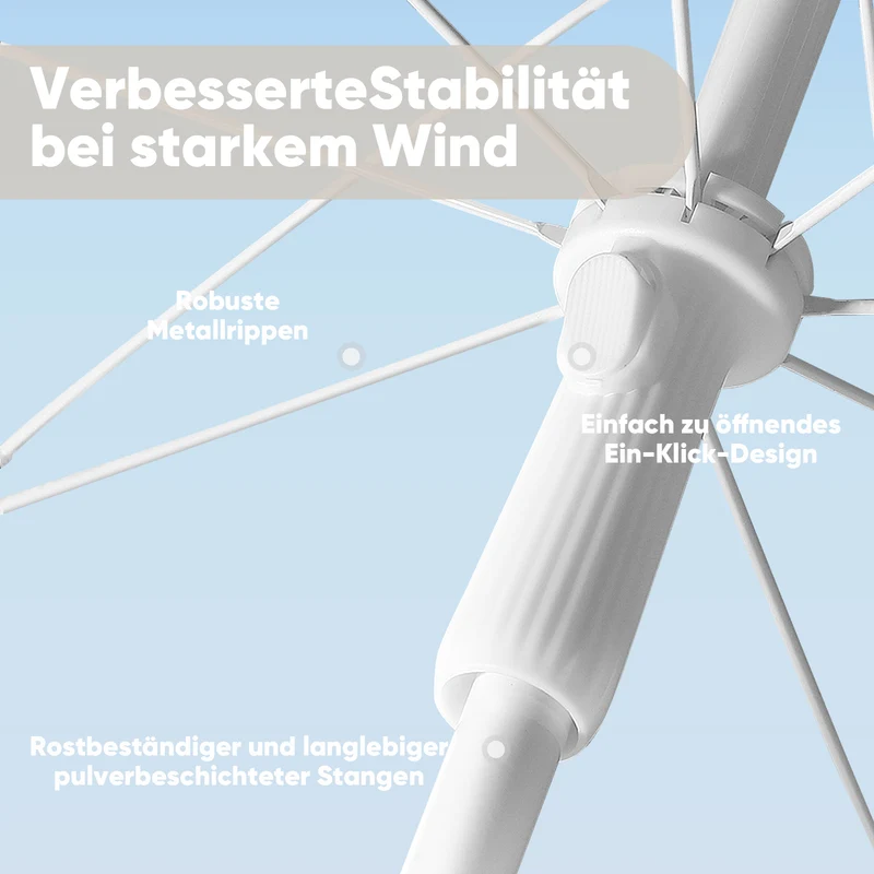 Sekey 160 cm Strandschirm mit Schutzhülle und Bodenhülse, Sonnenschutz UV50+