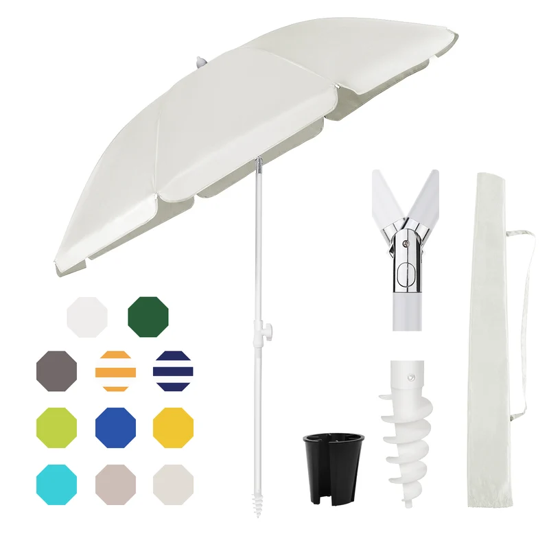 Sekey 160 cm Strandschirm mit Schutzhülle und Bodenhülse, Sonnenschutz UV50+