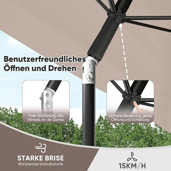 Sekey Rechteckiger Balkon-Sonnenschirm 200x125 cm – UPF50+, 4 Farben (Apfelgrün, Weiß, Dunkelgrau, Beige) + Schutzhülle