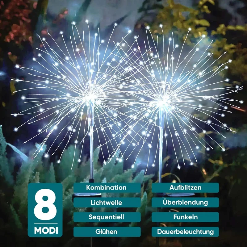 Salcar 2er Set LED Solar Gartenleuchte mit Feuerwerk-Effekt