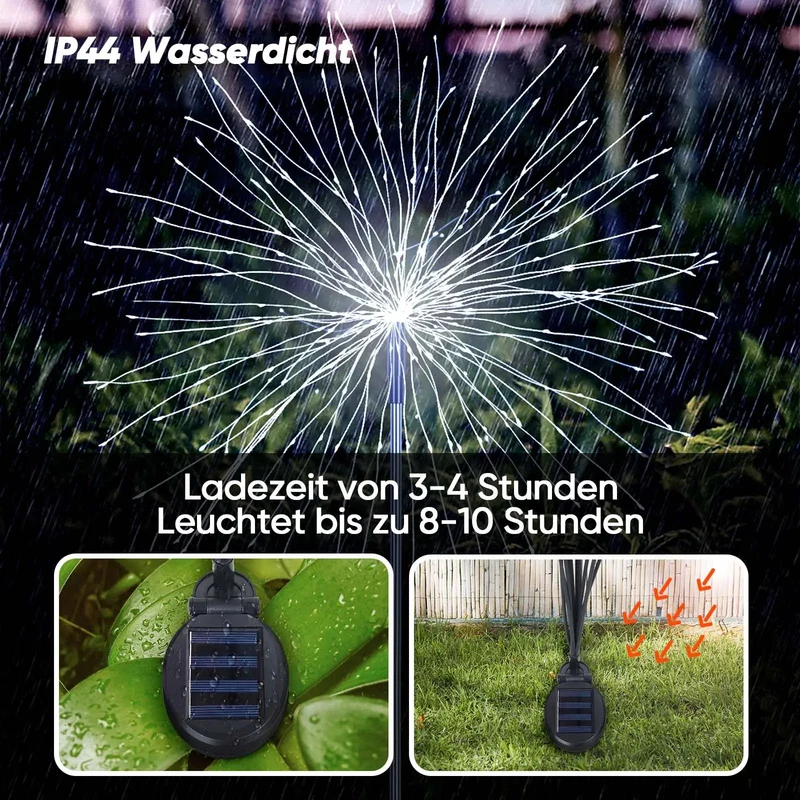 Salcar 2er Set LED Solar Gartenleuchte mit Feuerwerk-Effekt