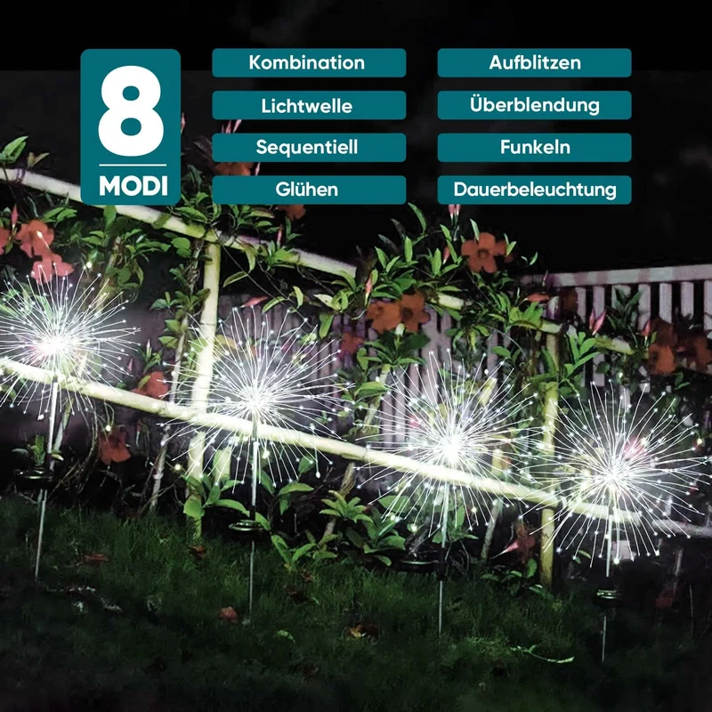 Salcar 2er Set LED Solar Gartenleuchte mit Feuerwerk-Effekt