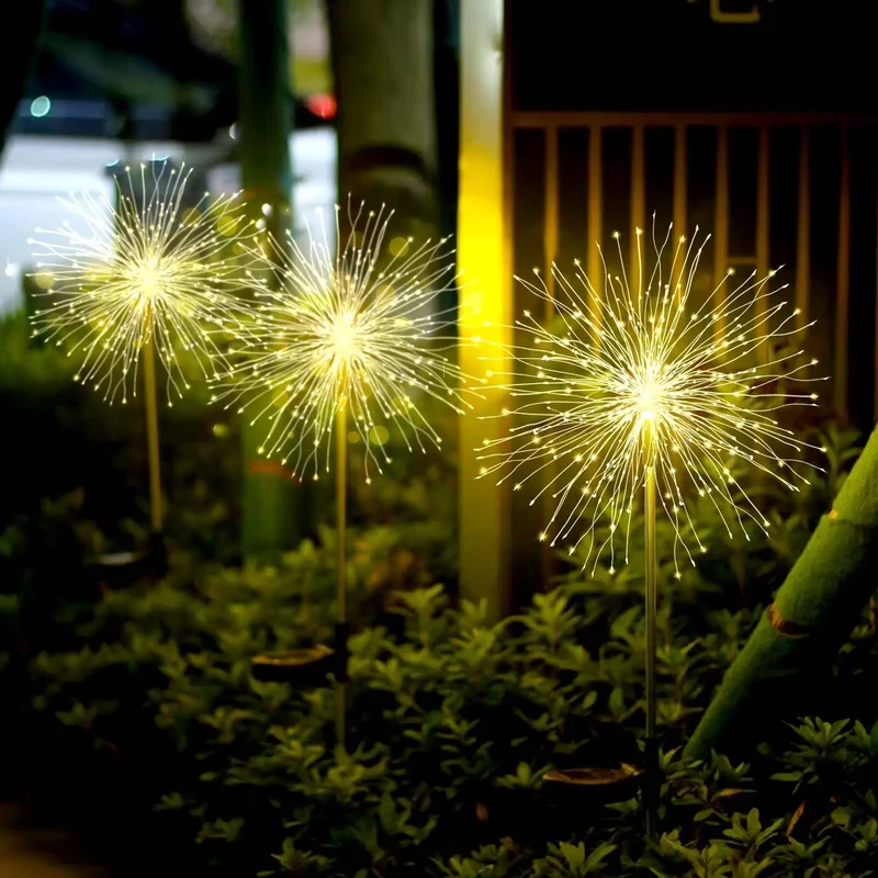 Salcar 2er Set LED Solar Gartenleuchte mit Feuerwerk-Effekt