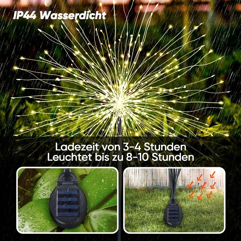 Salcar 2er Set LED Solar Gartenleuchte mit Feuerwerk-Effekt