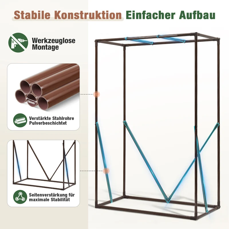 Sekey Gewächshaus Klein mit 2 Abdeckungen – 150×100×50 cm, inkl. Insektennetz für Sommer & Winter