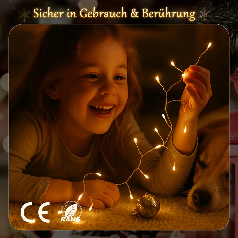 Salcar LED-Lichtervorhang 300er Eisregen 3x1 m, 8 Modi & Timer, Warmweiß, IP44, Innen- & Außenbeleuchtung für Weihnachten & Party