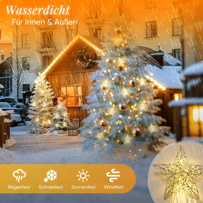 Salcar LED-Sterne 3er-Set Ø15 cm – Warmweiße Fensterdeko mit Netzstecker & Timer, Superhelle LEDs, Weihnachtsdeko für Innen & Außen