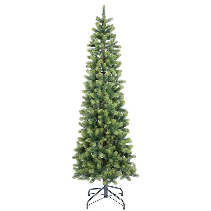 Salcar Schmaler Künstlicher Weihnachtsbaum 120/150/180/210 cm | Slim Nordmanntanne aus PE, Platzsparend, Realistisch, Wiederverwendbar, Mit Metallständer