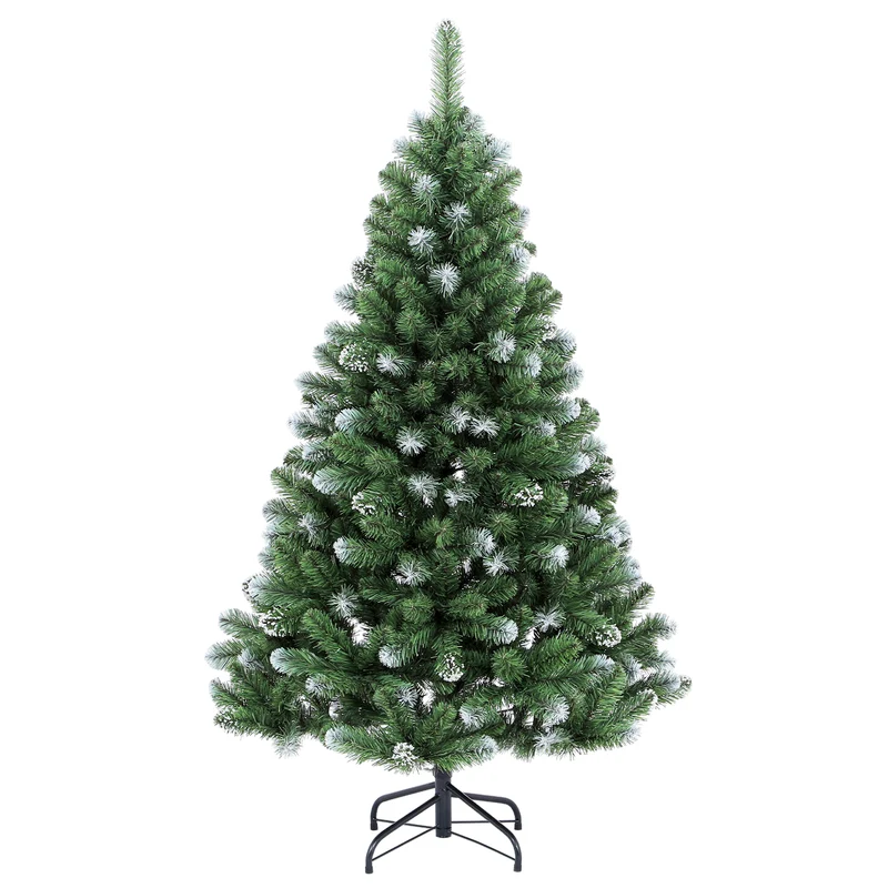Salcar Künstlicher Weihnachtsbaum mit Schnee – 120/150/180/210 cm Christbaum, täuschend echt, mit Metallständer, PVC Tannenbaum für Innen & Außen