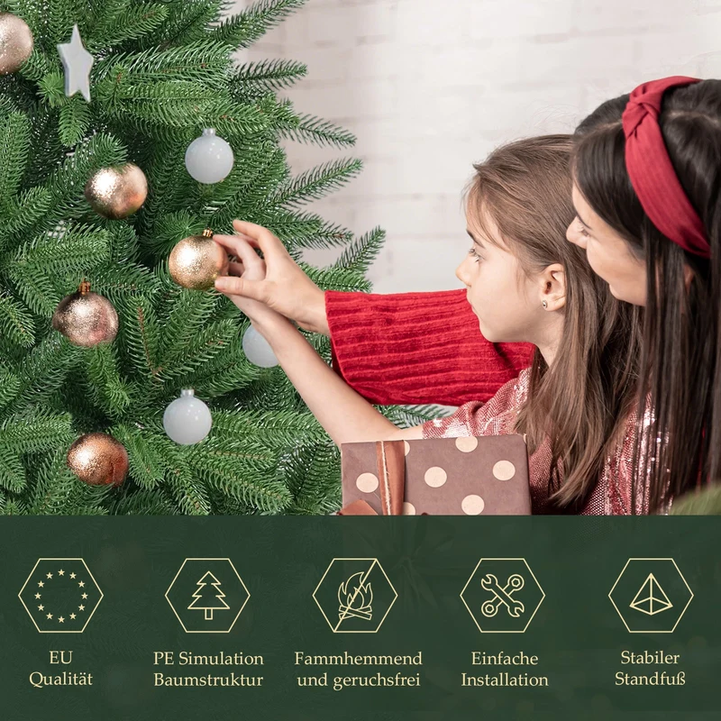 Salcar Premium Künstlicher Weihnachtsbaum 150cm/180cm/210cm – Nordmanntanne aus 100 % PE, naturgrün, form- & farbstabil, geruchlos, nadelfrei