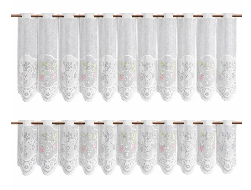 Bistro Bogen Scheibengardine 2342 Set 2 tlg. farbig Blume